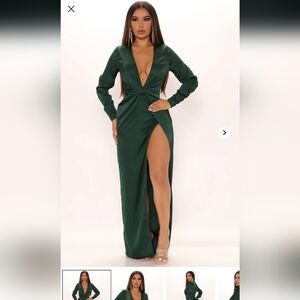 Fashionova Green Long Sleeve Maxi Dress M NWT